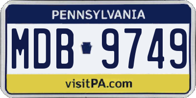 PA license plate MDB9749