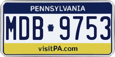 PA license plate MDB9753