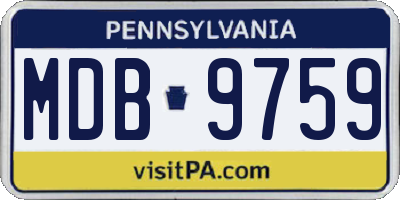 PA license plate MDB9759