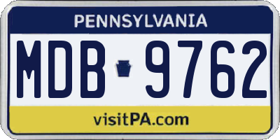 PA license plate MDB9762