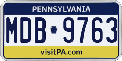 PA license plate MDB9763