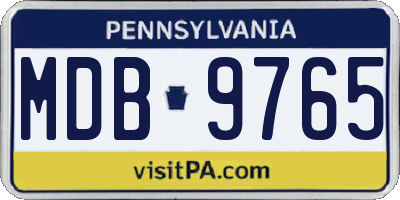 PA license plate MDB9765