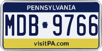 PA license plate MDB9766