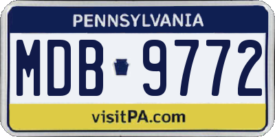 PA license plate MDB9772