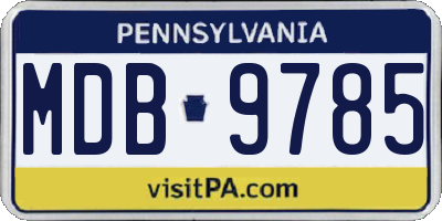 PA license plate MDB9785