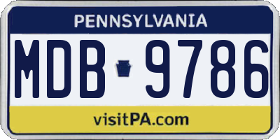 PA license plate MDB9786