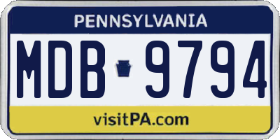 PA license plate MDB9794