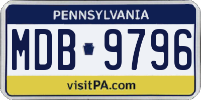 PA license plate MDB9796