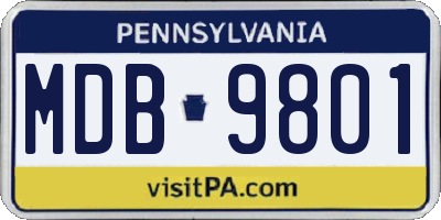 PA license plate MDB9801