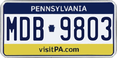 PA license plate MDB9803
