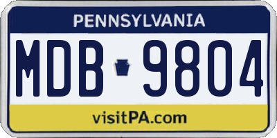 PA license plate MDB9804
