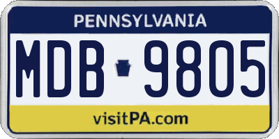 PA license plate MDB9805