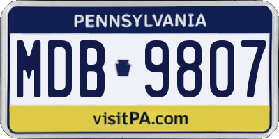 PA license plate MDB9807