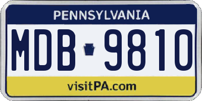 PA license plate MDB9810