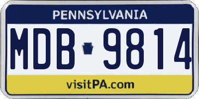 PA license plate MDB9814