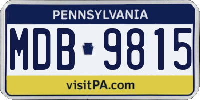 PA license plate MDB9815