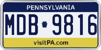 PA license plate MDB9816