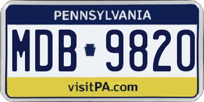 PA license plate MDB9820