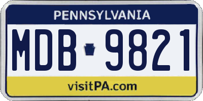 PA license plate MDB9821