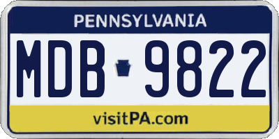 PA license plate MDB9822