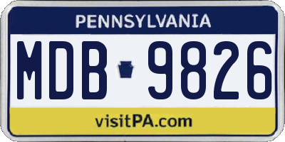 PA license plate MDB9826