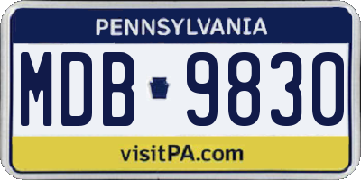 PA license plate MDB9830