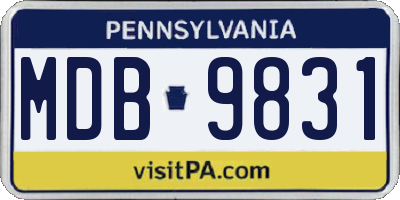 PA license plate MDB9831