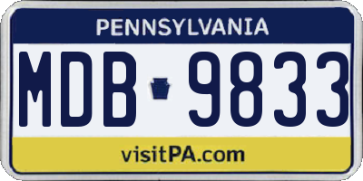 PA license plate MDB9833