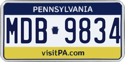 PA license plate MDB9834