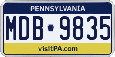 PA license plate MDB9835