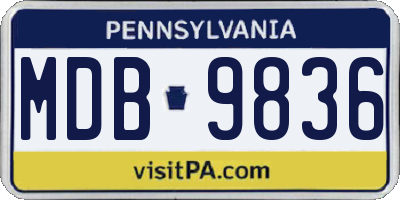 PA license plate MDB9836