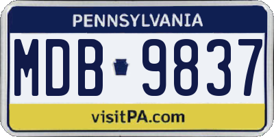 PA license plate MDB9837