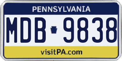 PA license plate MDB9838