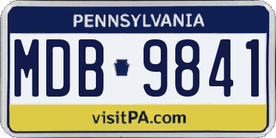 PA license plate MDB9841