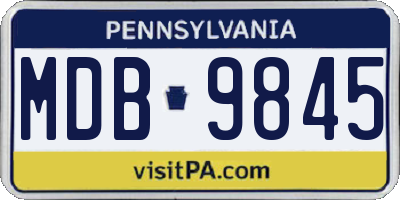 PA license plate MDB9845