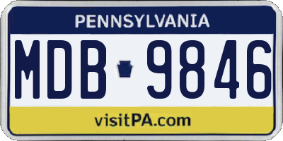 PA license plate MDB9846