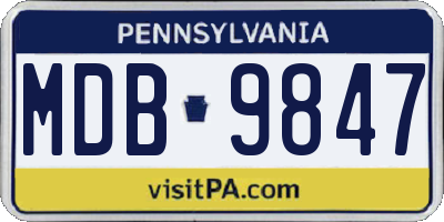 PA license plate MDB9847
