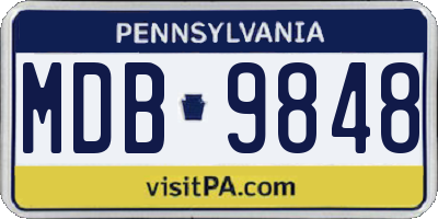 PA license plate MDB9848