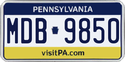 PA license plate MDB9850