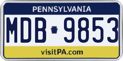 PA license plate MDB9853