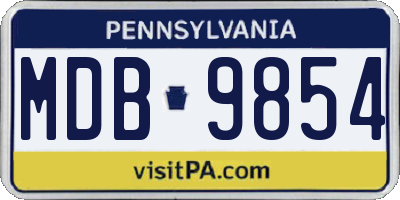PA license plate MDB9854