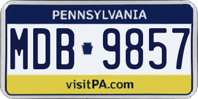 PA license plate MDB9857