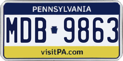 PA license plate MDB9863