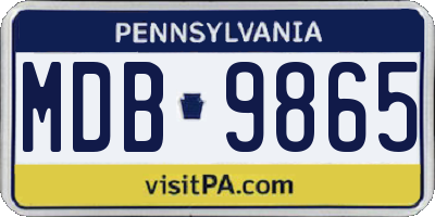 PA license plate MDB9865