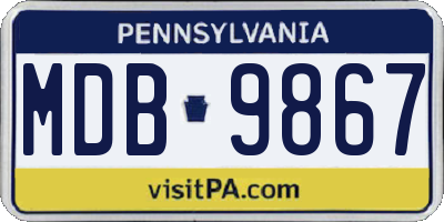 PA license plate MDB9867