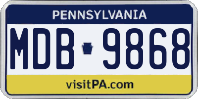 PA license plate MDB9868
