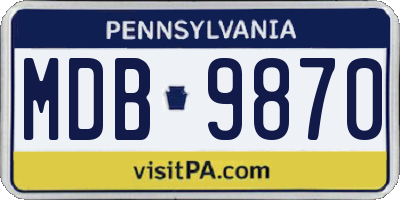 PA license plate MDB9870