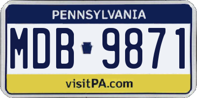 PA license plate MDB9871