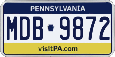 PA license plate MDB9872