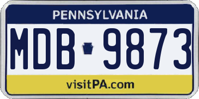 PA license plate MDB9873